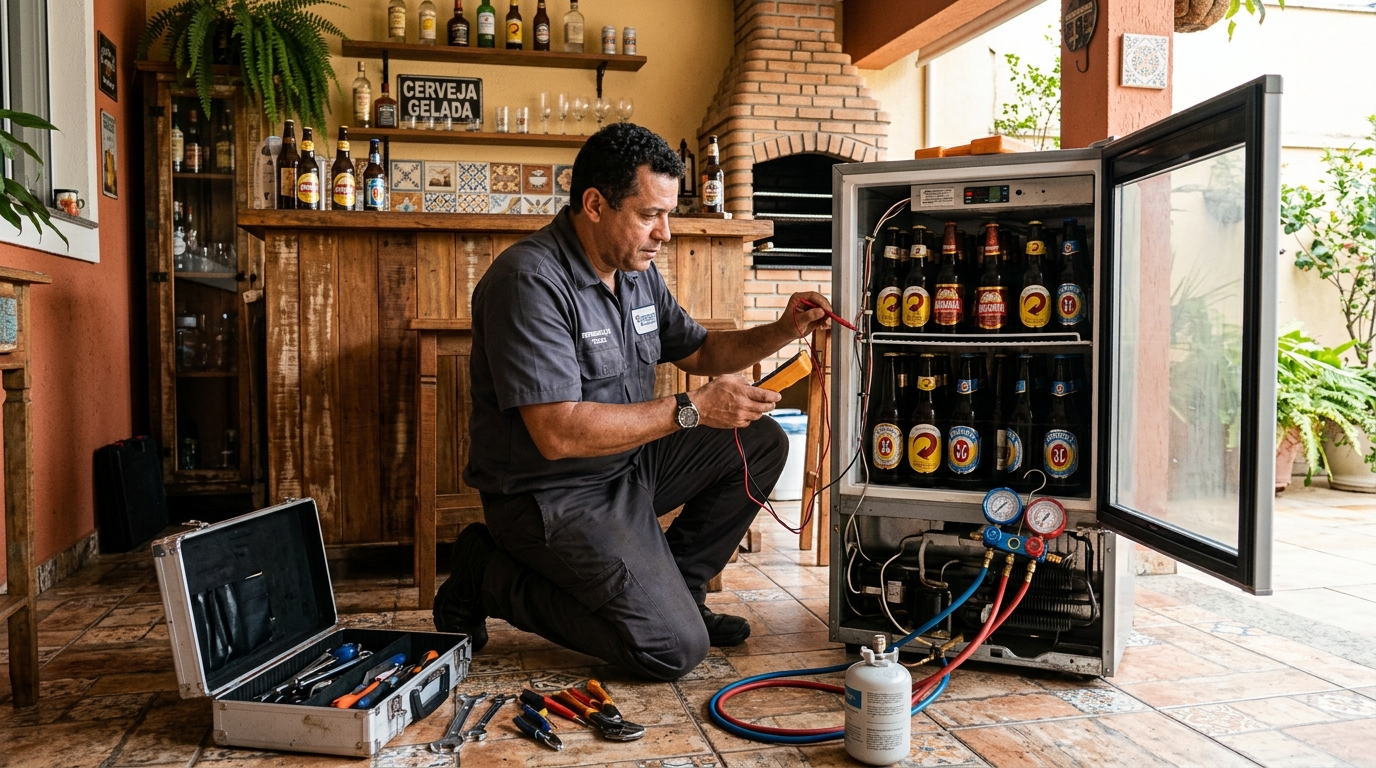 Recarga de gás refrigerante em cervejeira em atendimento em Cotia‑SP